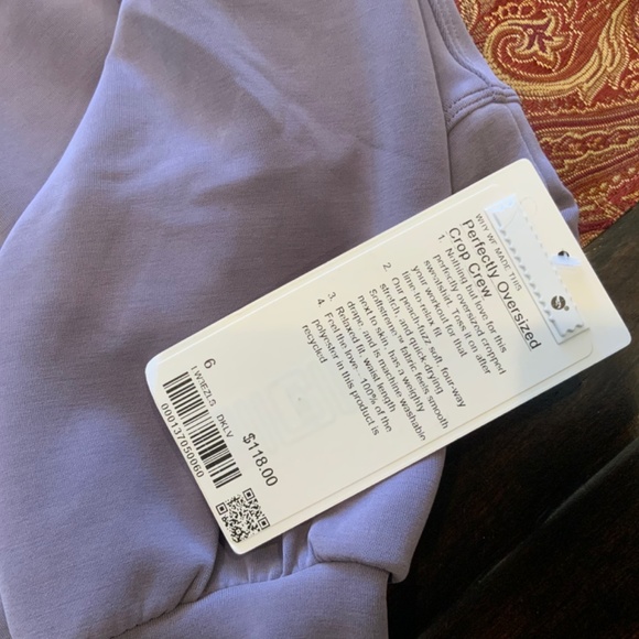 Lululemon Perfectly Oversized Cropped Crew Softstreme Dusky Lavendar,  Size 6, - Picture 3 of 4